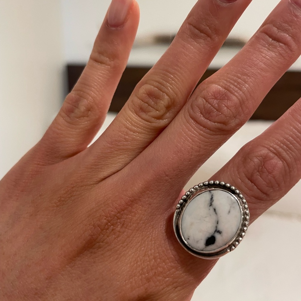White Buffalo Sterling Silver Ring (6)
